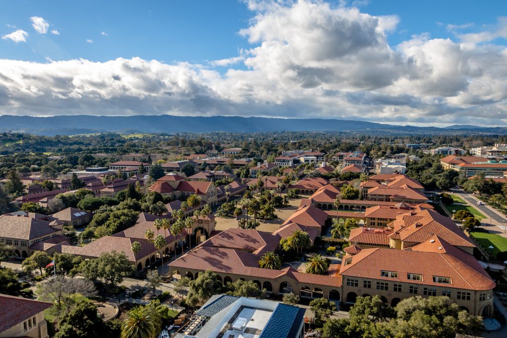 Aerial view of Stanford University Campus - Palo Alto, California, USA ...